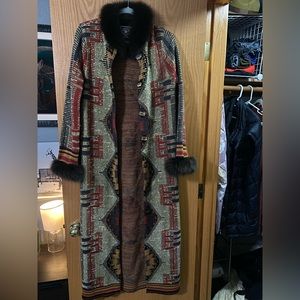 Double D Ranch Sweater Duster Fur Trimmed